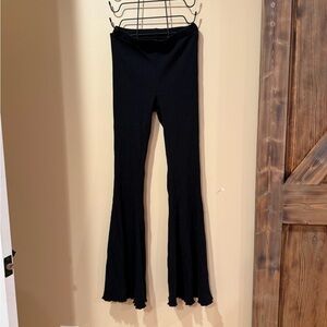 aerie Black Ribbed Flared Leggings
